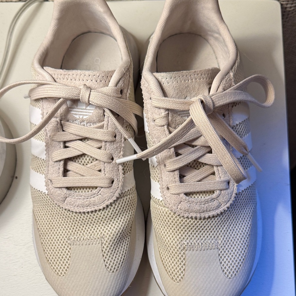 Adidas Women's Beige and White Sneakers